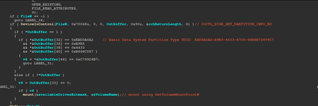 Mounting available data volumes on fixed or removable disks.